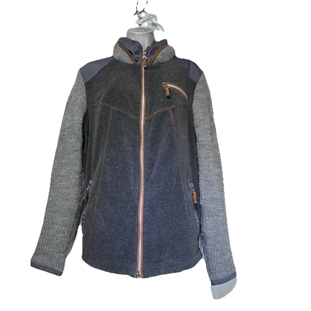 Rick Cardona canada night Full Zip wool fleece Knit Sleeves jacket Size 10